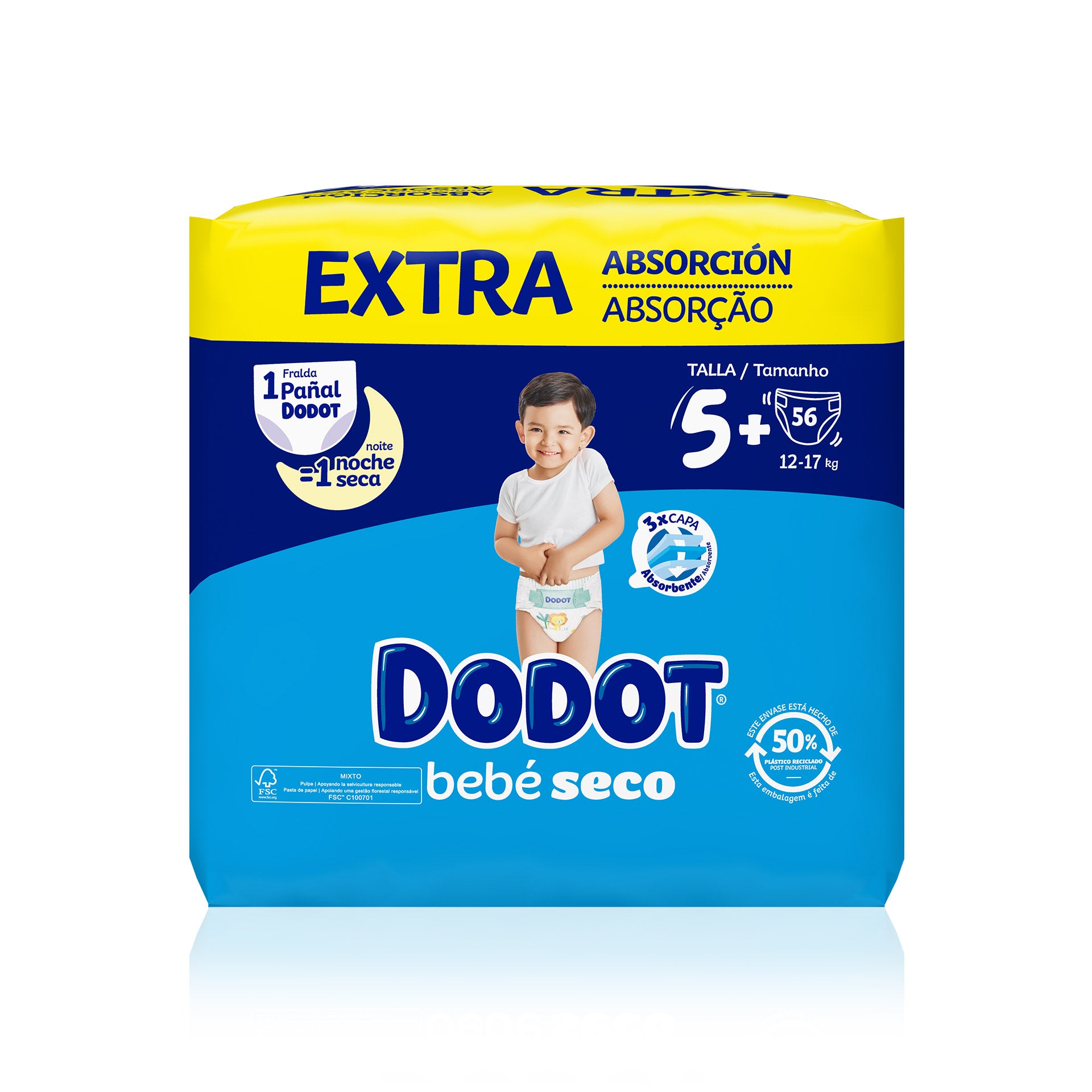 Dodot Baby Dry Extra T5 Pañales (12-17 kg) 56ud