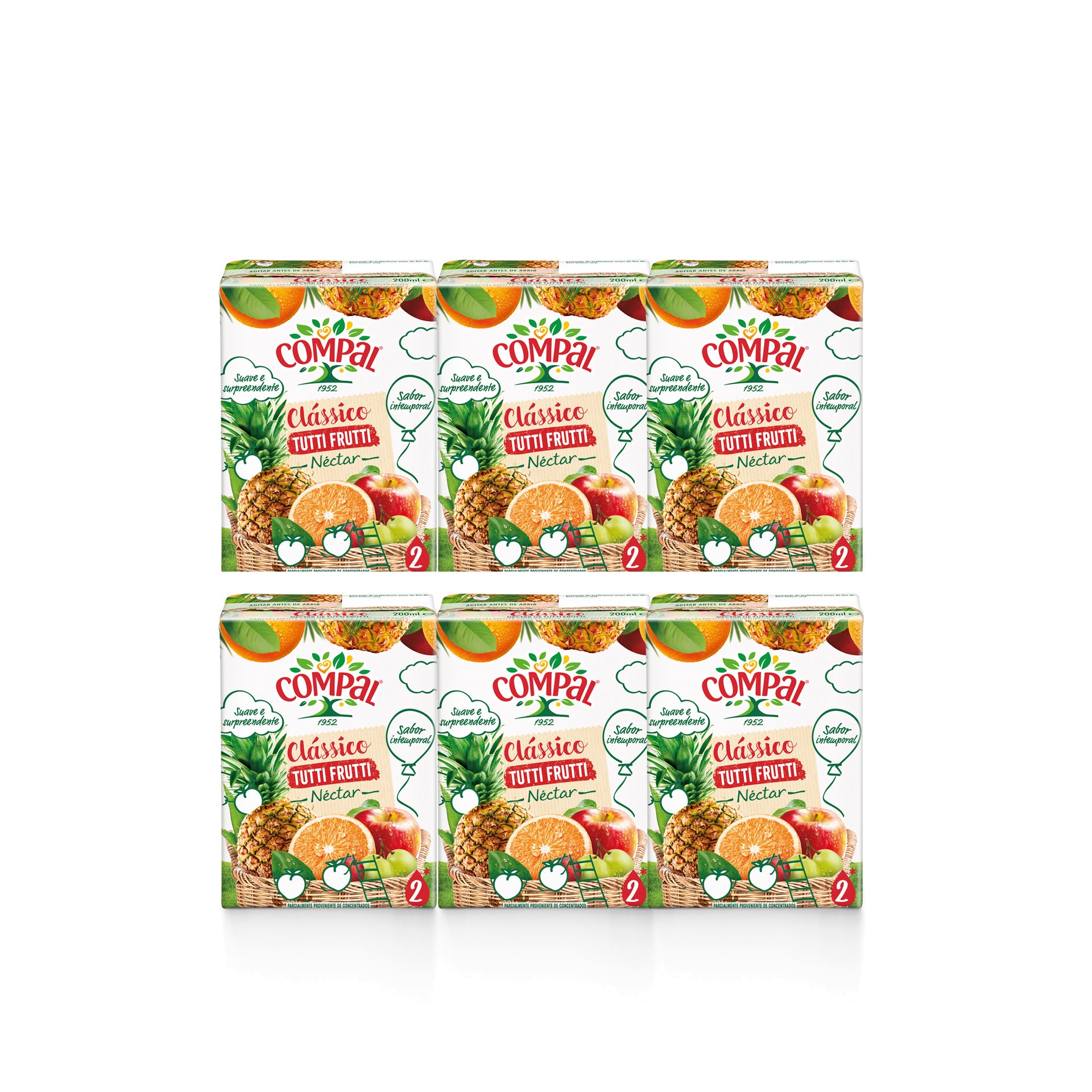 Compal Clássico Néctar Tutti-Frutti 3 x 20 cl - Pack 2 x 60 cl