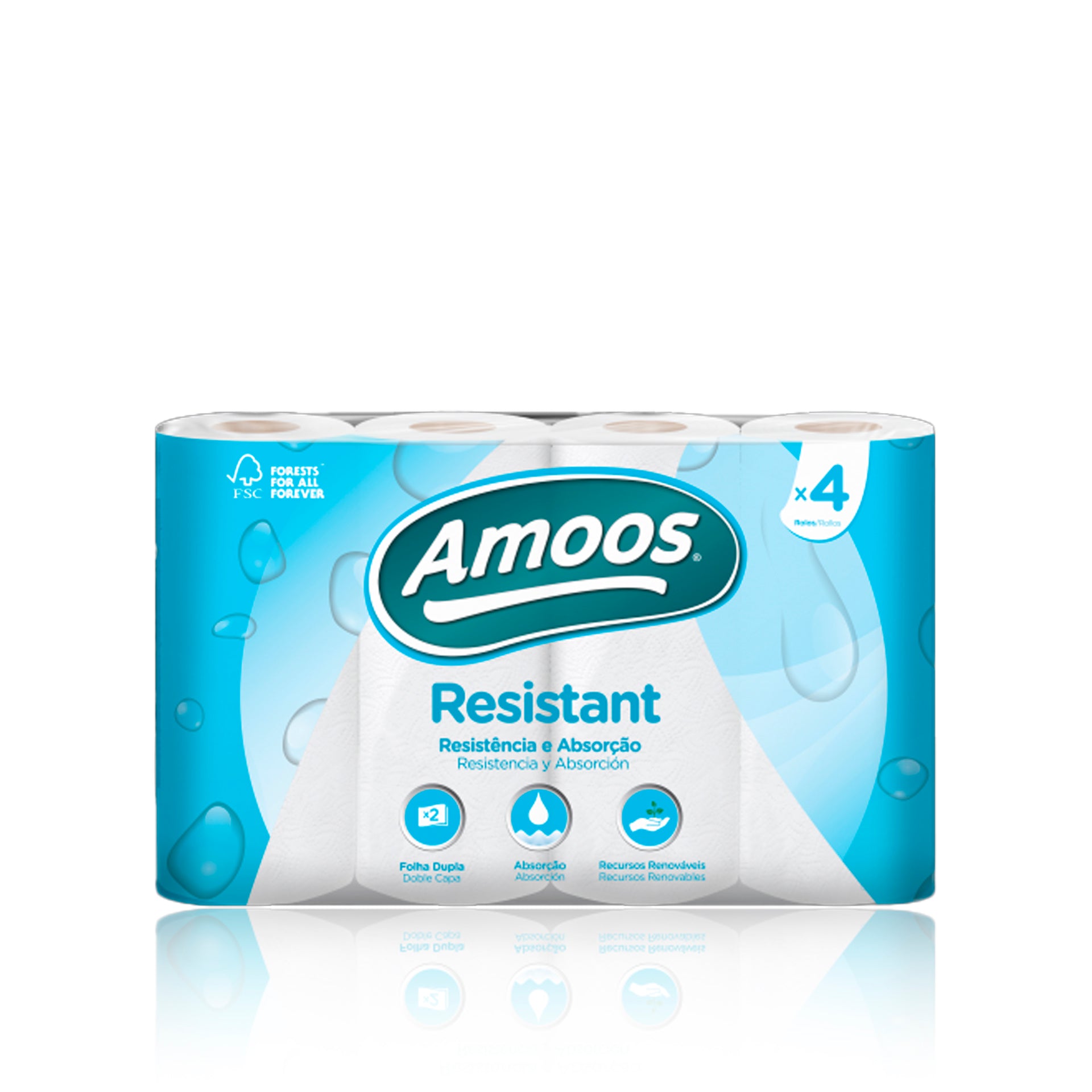 Amoos Rolo de Cozinha Resistant 2F 4 Rolos