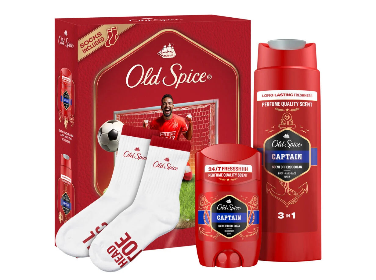 Old Spice Captain Conjunto com Deo Stick + Gel de Banho + Meias