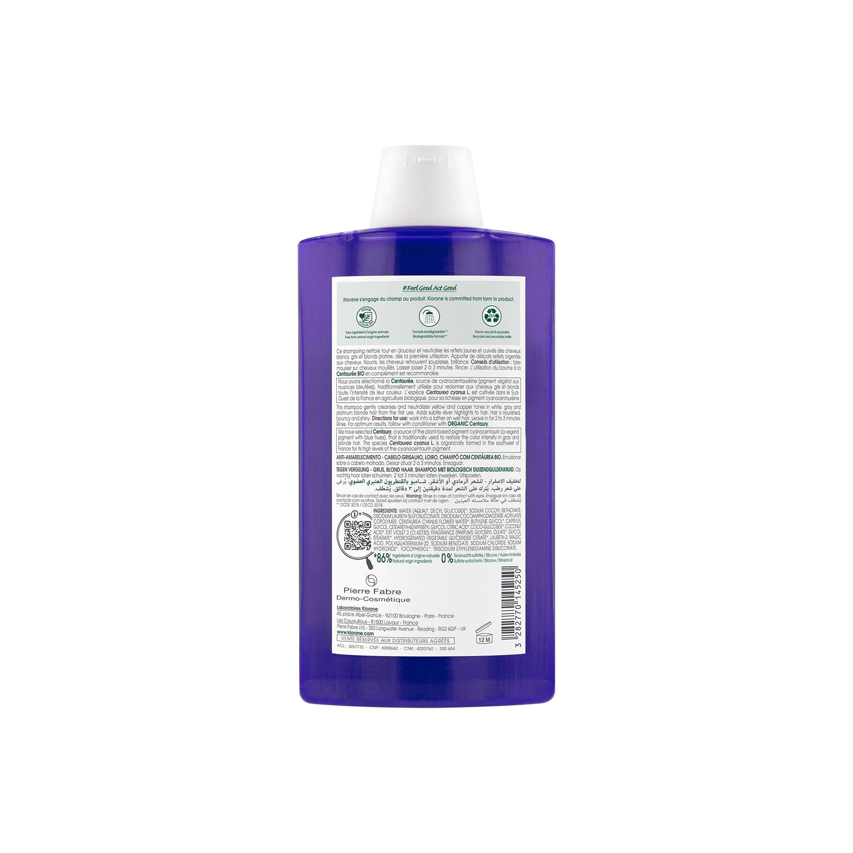 Klorane Anti-Yellowing Champô with Centaury 400ml (13.53fl oz)