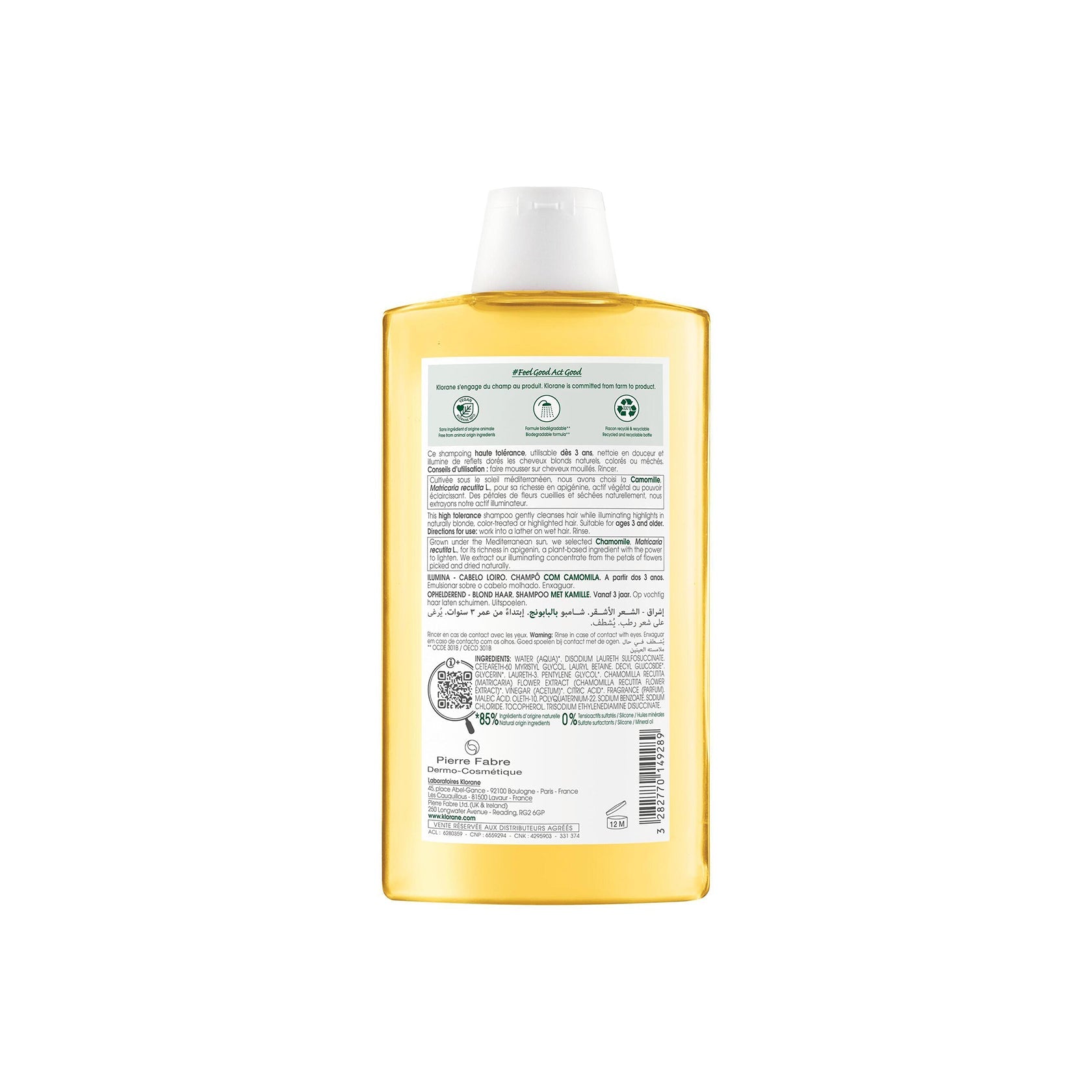 Klorane Blond Highlights Champô with Chamomile 400ml (13.53fl oz)