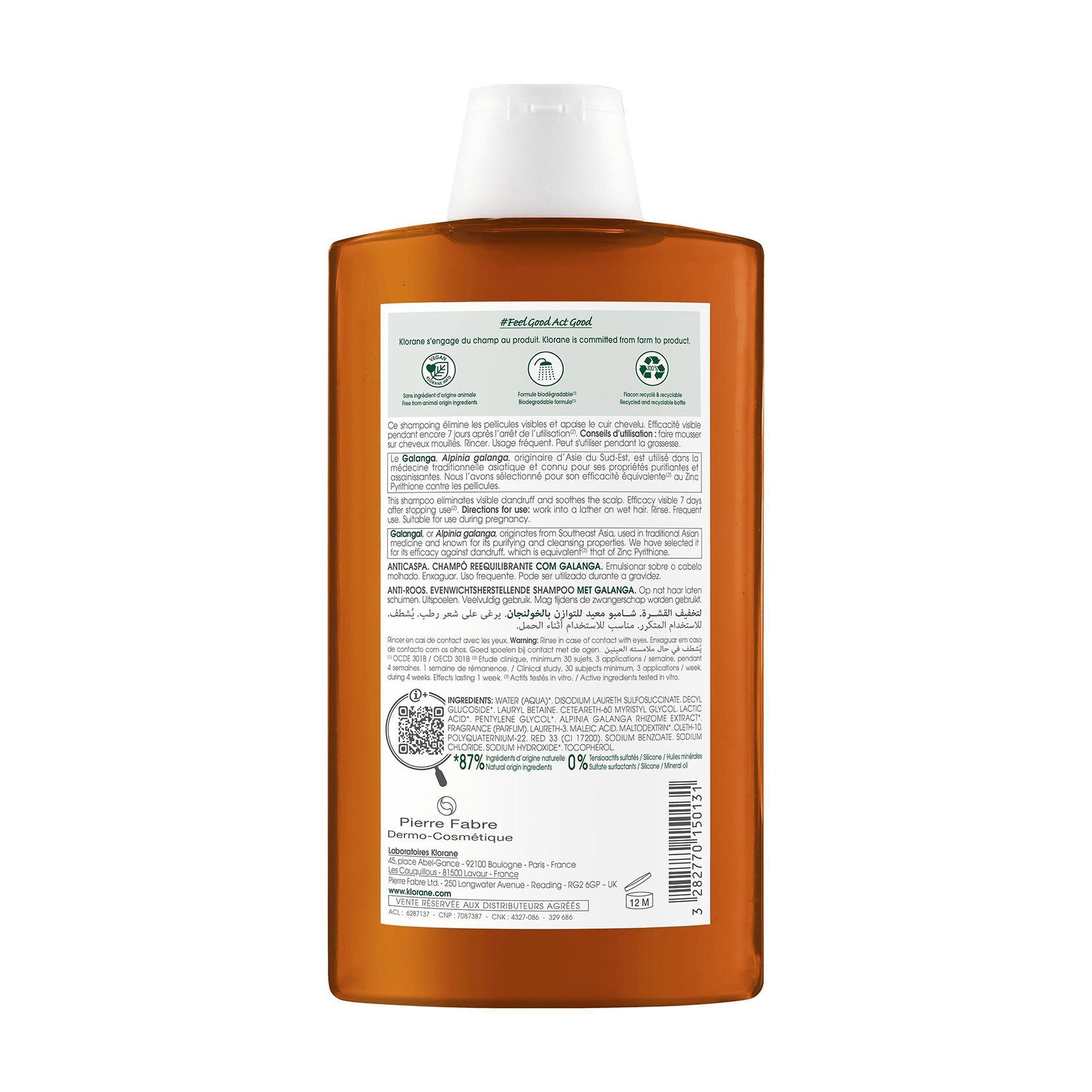 Klorane Anti-Dandruff Rebalancing Champô with Galangal 400ml