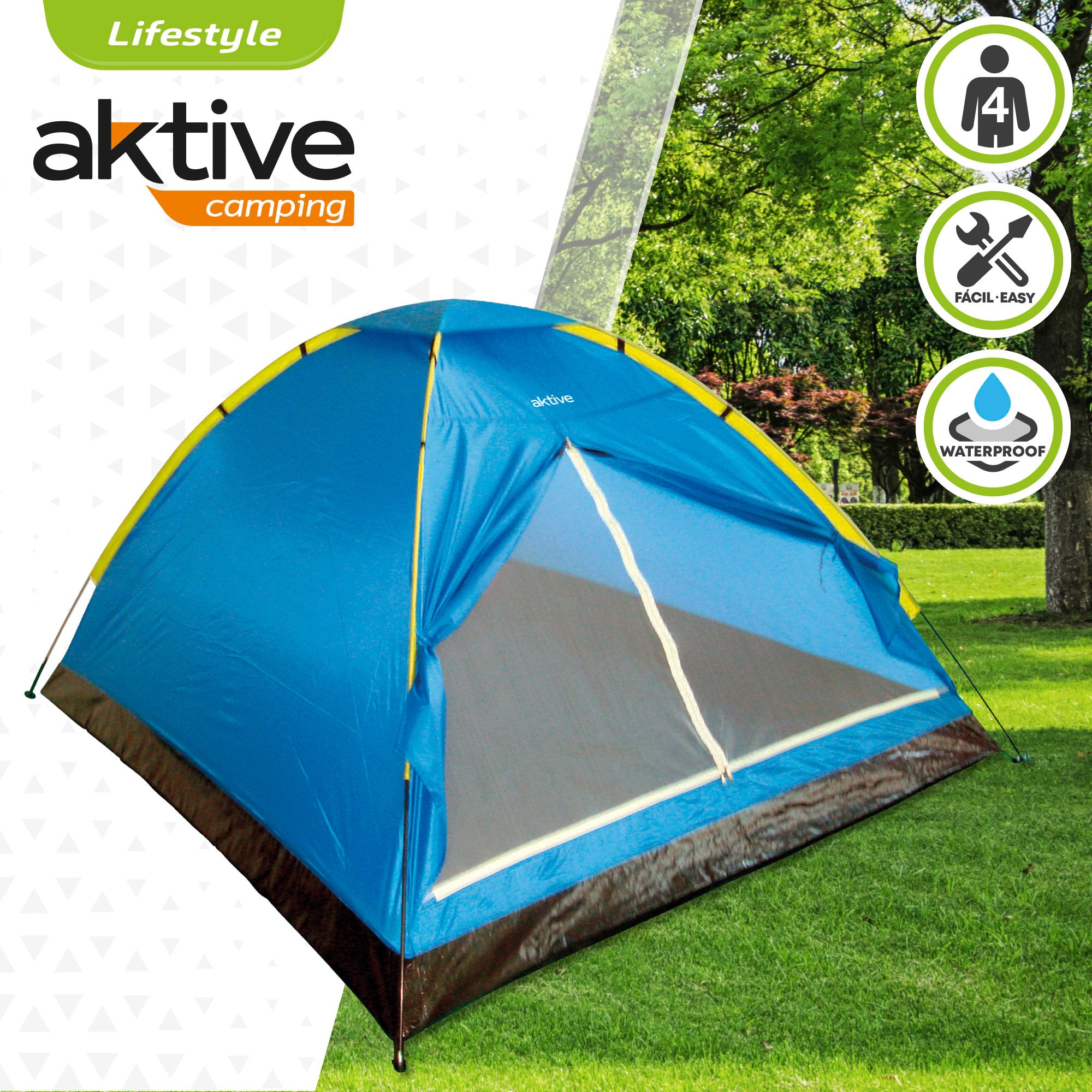 Aktive Tenda de Cúpula para 4 Pessoas 210 x 240 x 130 cm