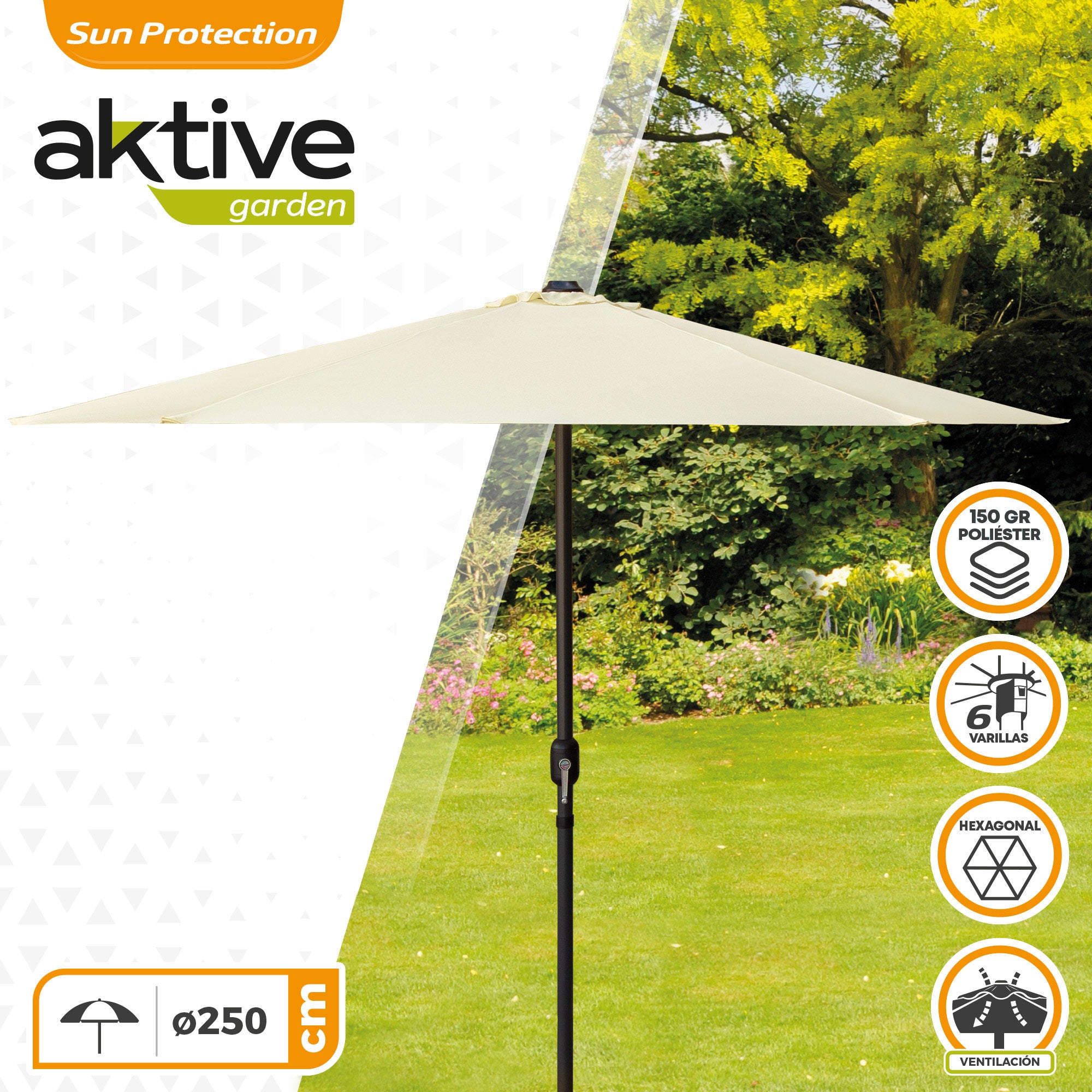 Aktive Guarda-Sol para Terraço e Jardim Ø250 cm Branca