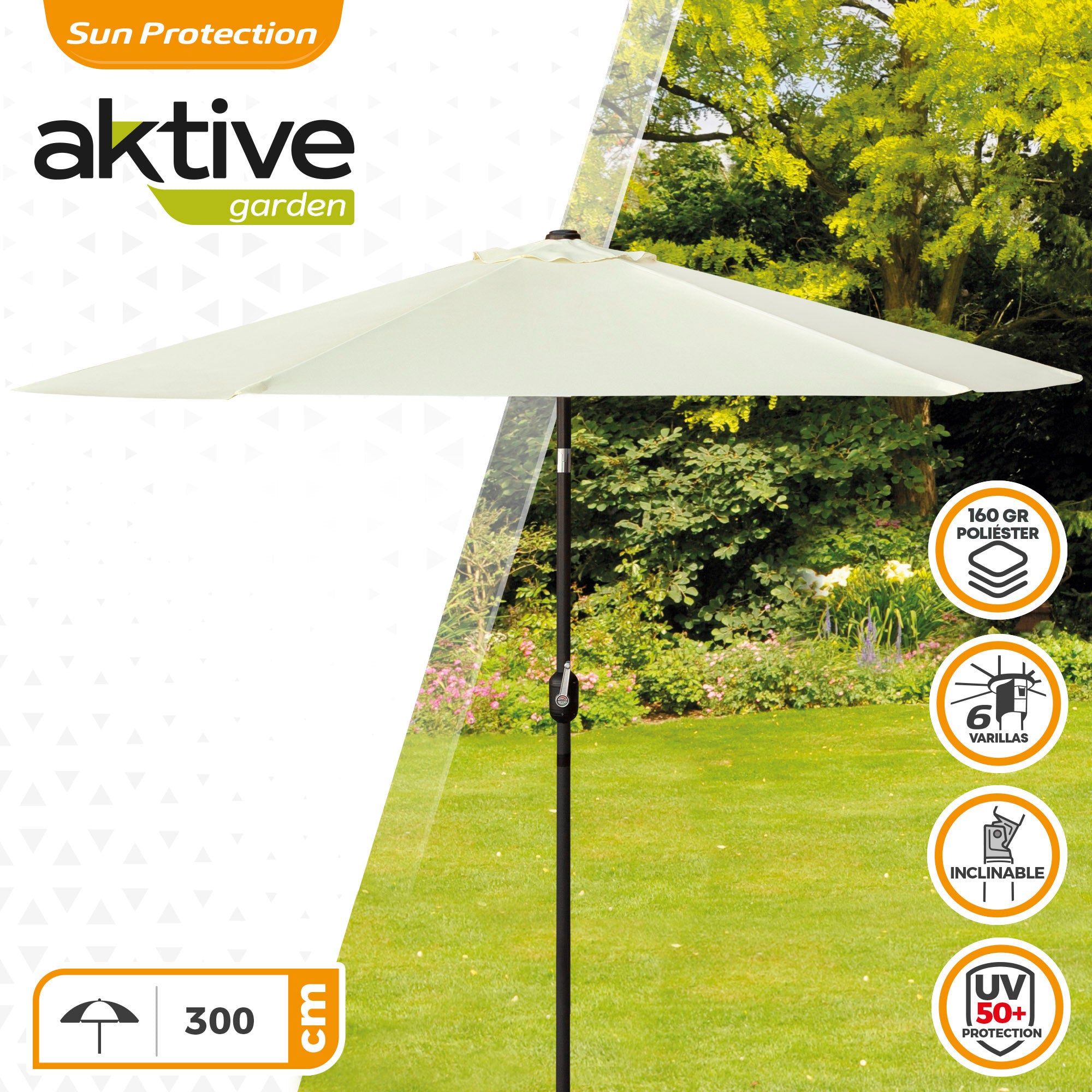 Aktive Guarda-Sol para Terraço e Jardim Ø300 cm com Proteção Uv50