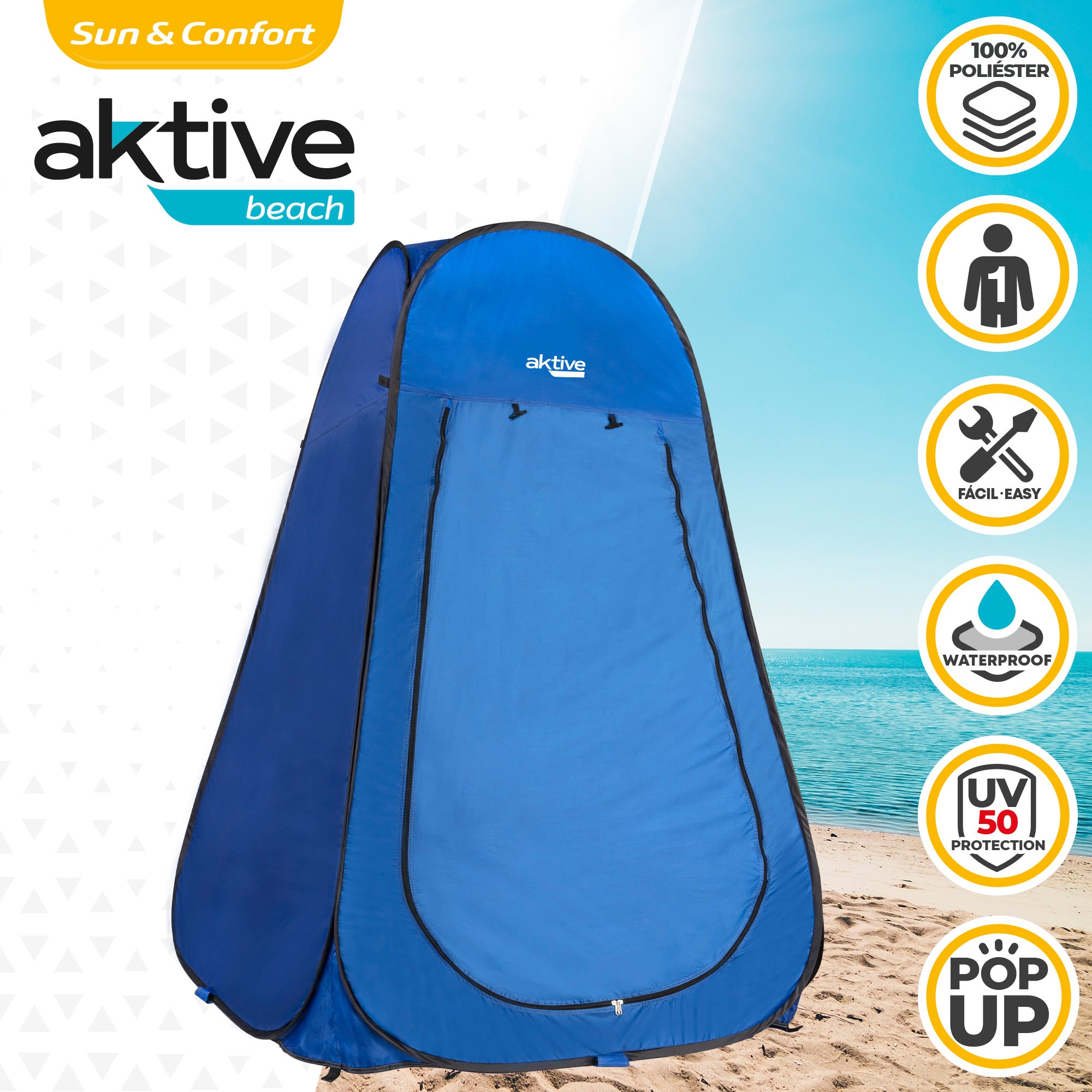 Aktive Tenda de Chuveiro de Acampamento Sem Piso 120 x 120 x 190 cm