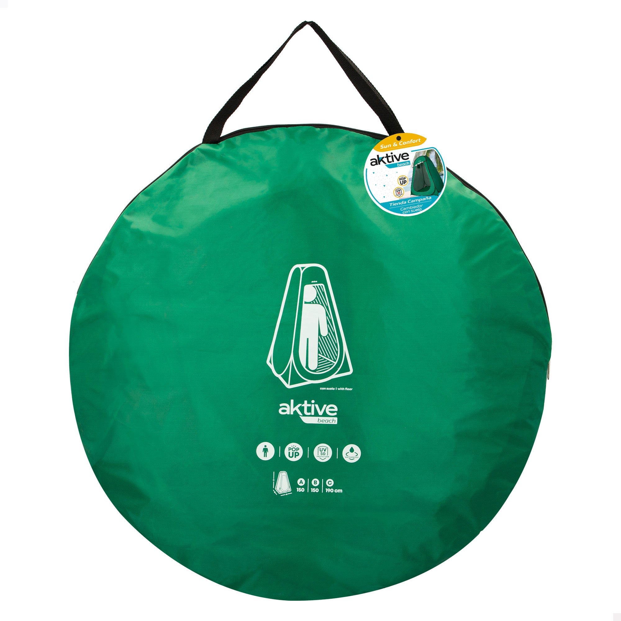 Aktive Tenda de Mudança de Piso 150 x 150 x 190 cm Verde