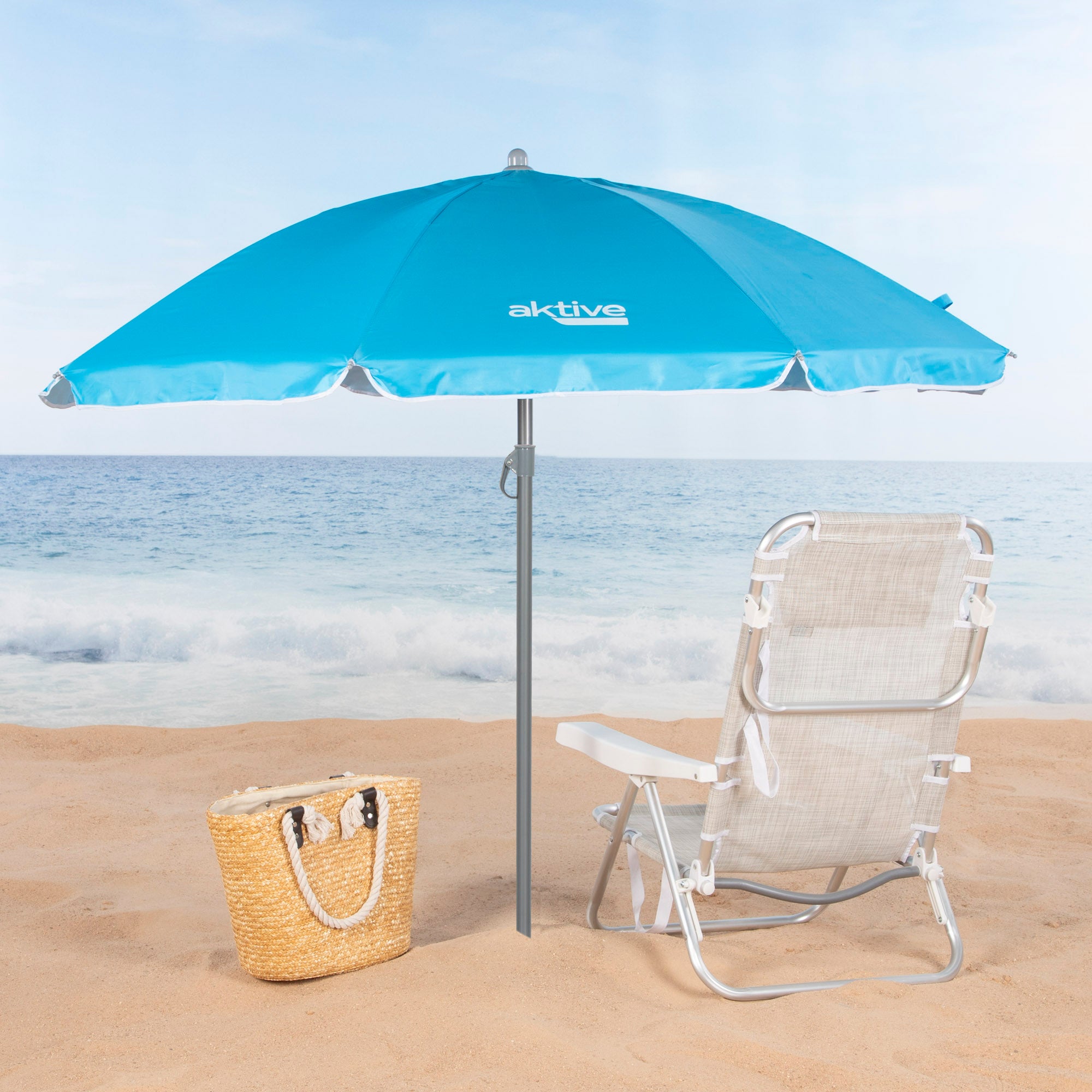 Aktive Chapéu de Sol 8 Varas 180 cm Azul