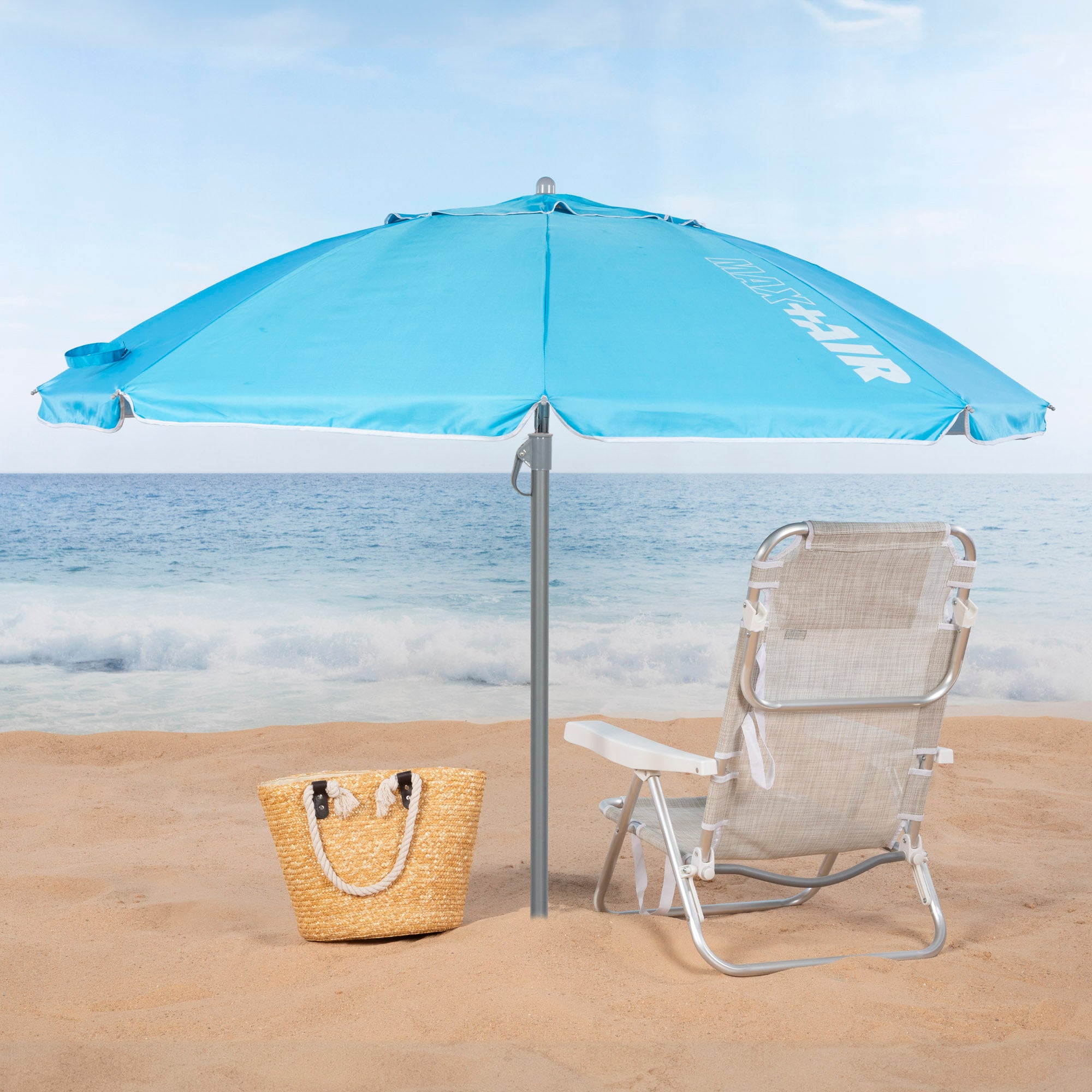 Aktive Guarda-Sol de Praia Anti-Vento 8 Varetas 200 cm Azul