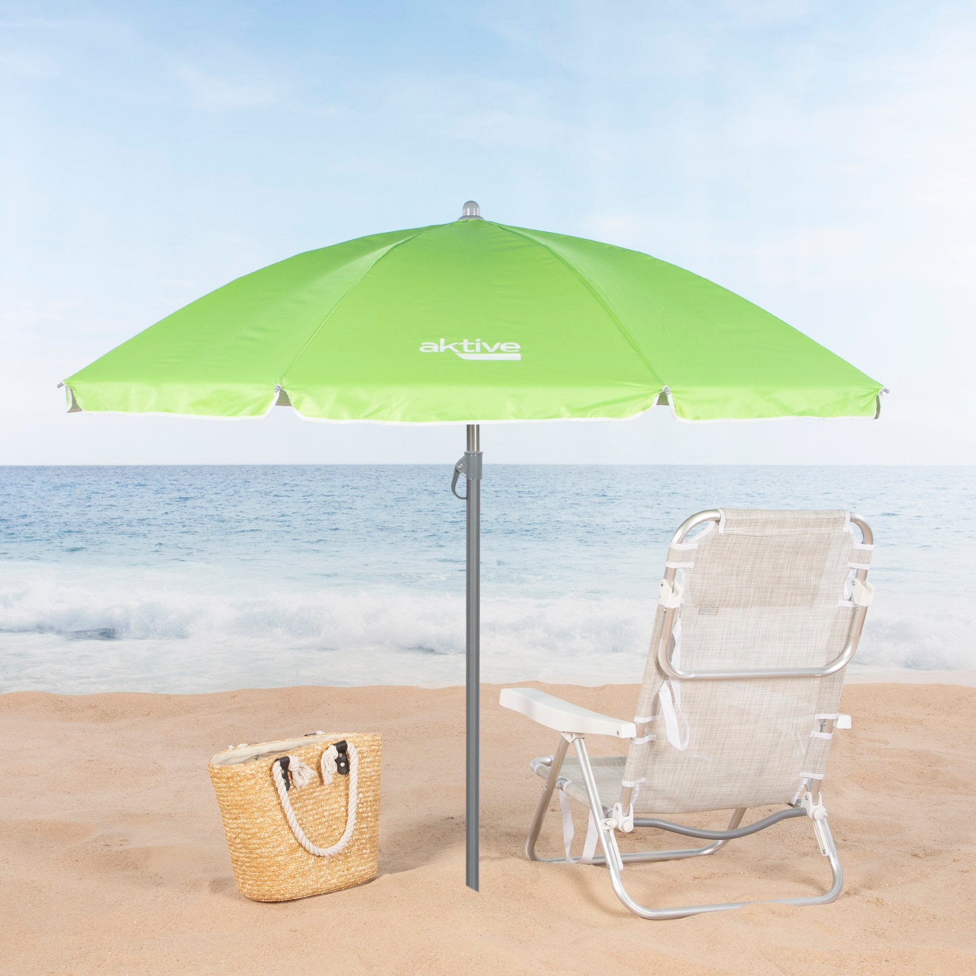 Aktive Guarda-Sol de Praia 8 Varetas 180 cm Verde