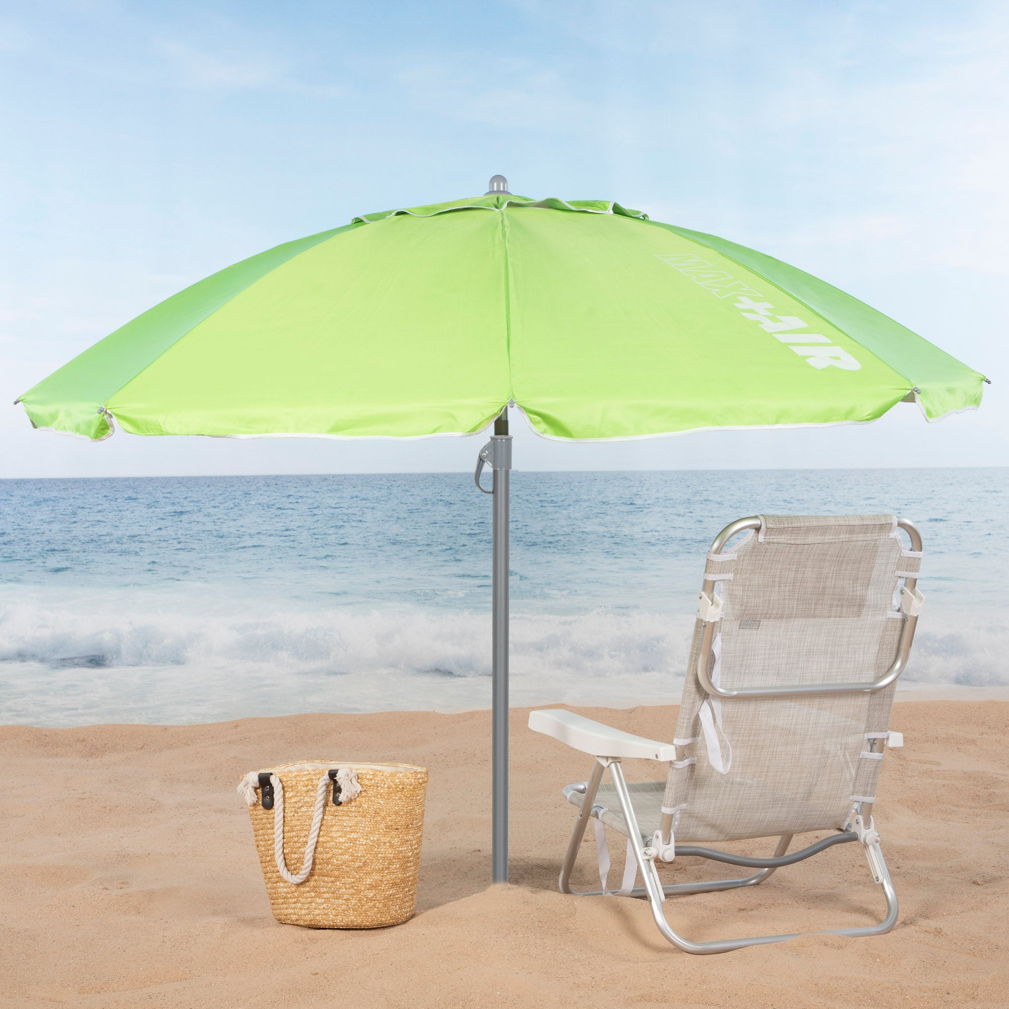 Aktive Guarda-Sol Corta-Vento Ø220 cm com Mastro Basculante e Proteção Uv50 Verde