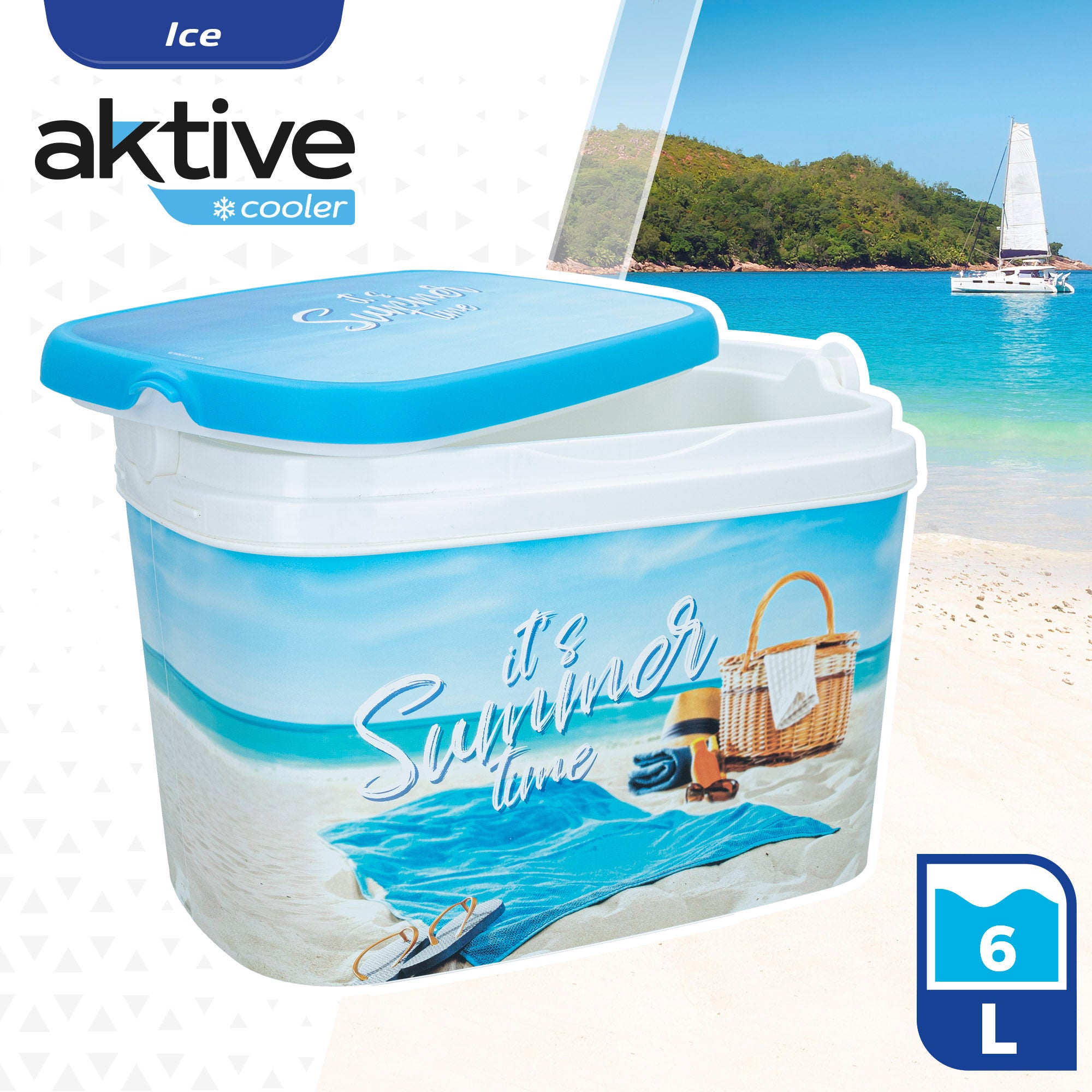 Aktive Nevera de Praia Beach 6 Litros 29x19x20,5 cm