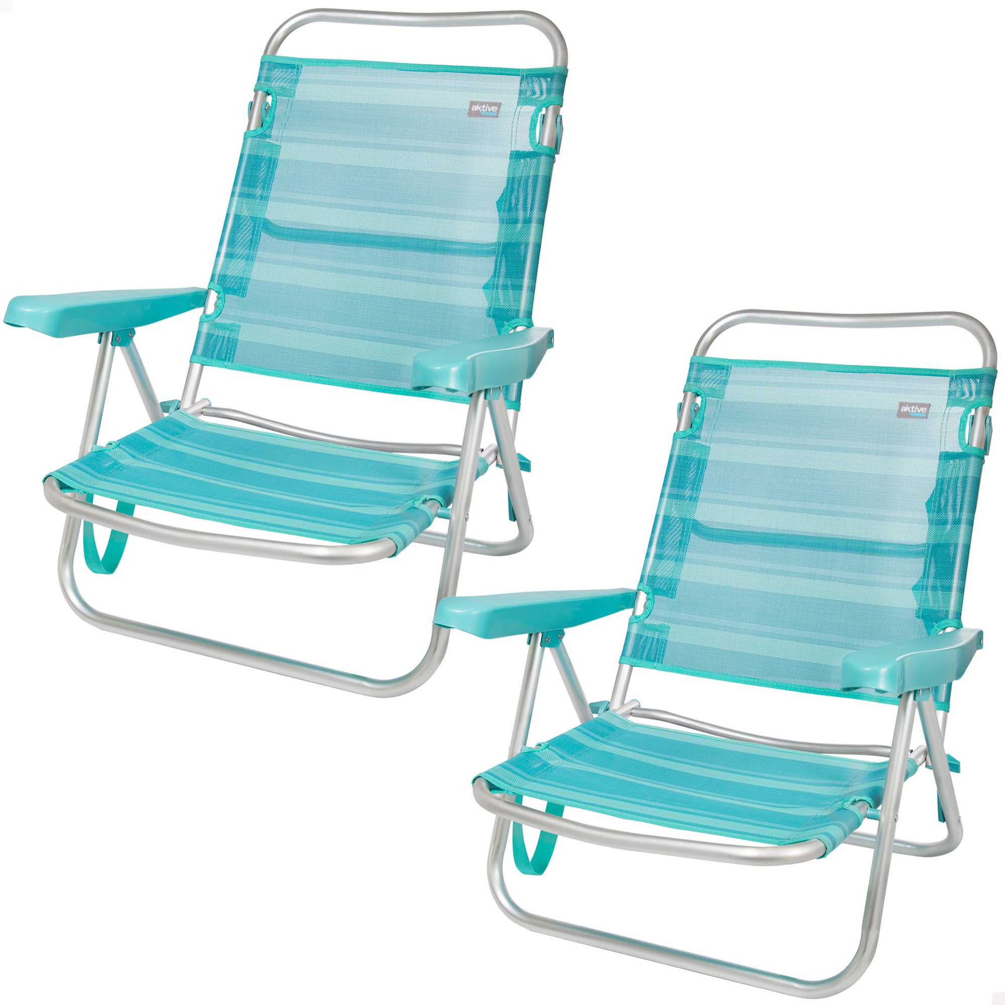 Aktive Pack 2 Cadeiras de Praia Mediterrânicas Multiposições com Pegas 47 x 48 x 80 cm