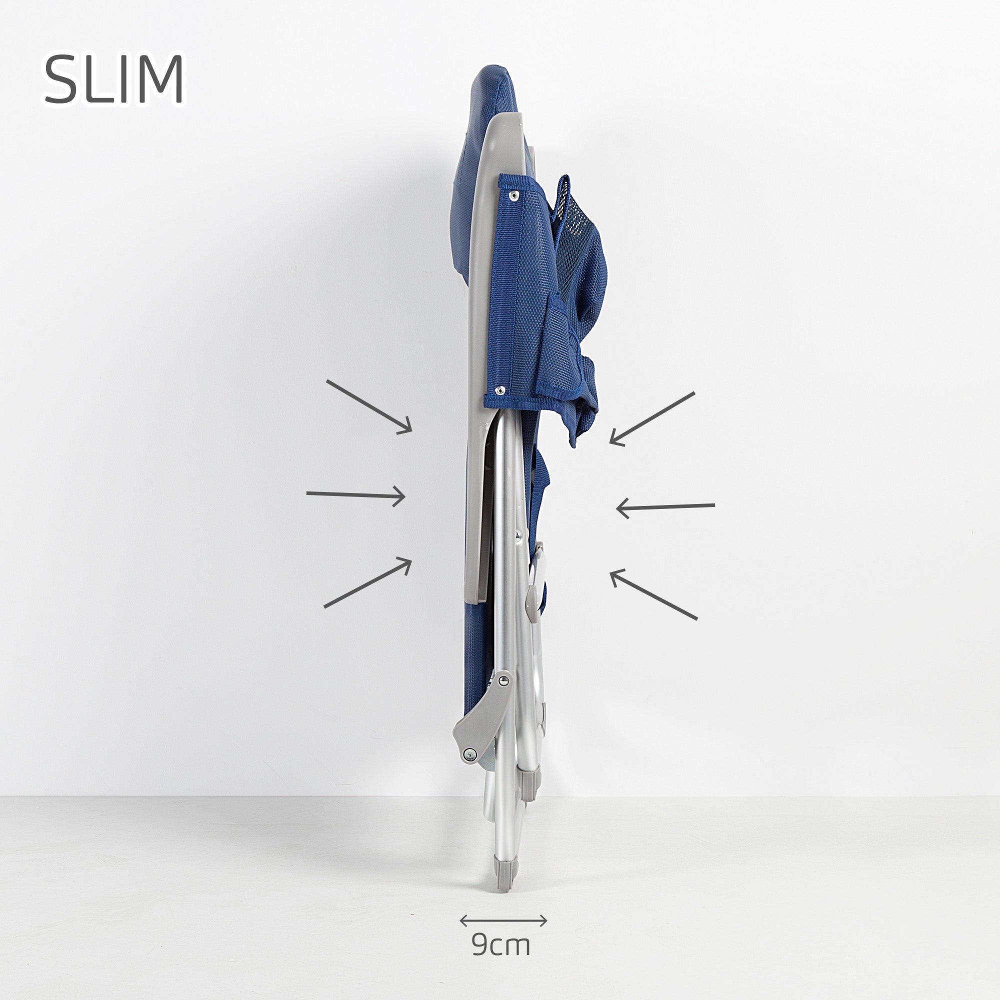 Aktive Cadeira de Praia Multiposições Dobrável Slim com Almofada e Bolso