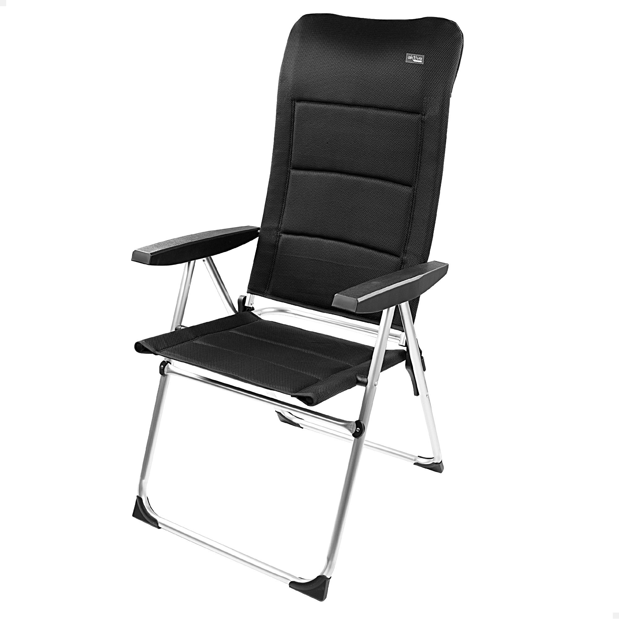 Aktive Cadeira Dobrável de Jardim Acolchoada de Luxo com Encosto Alto Multiposições