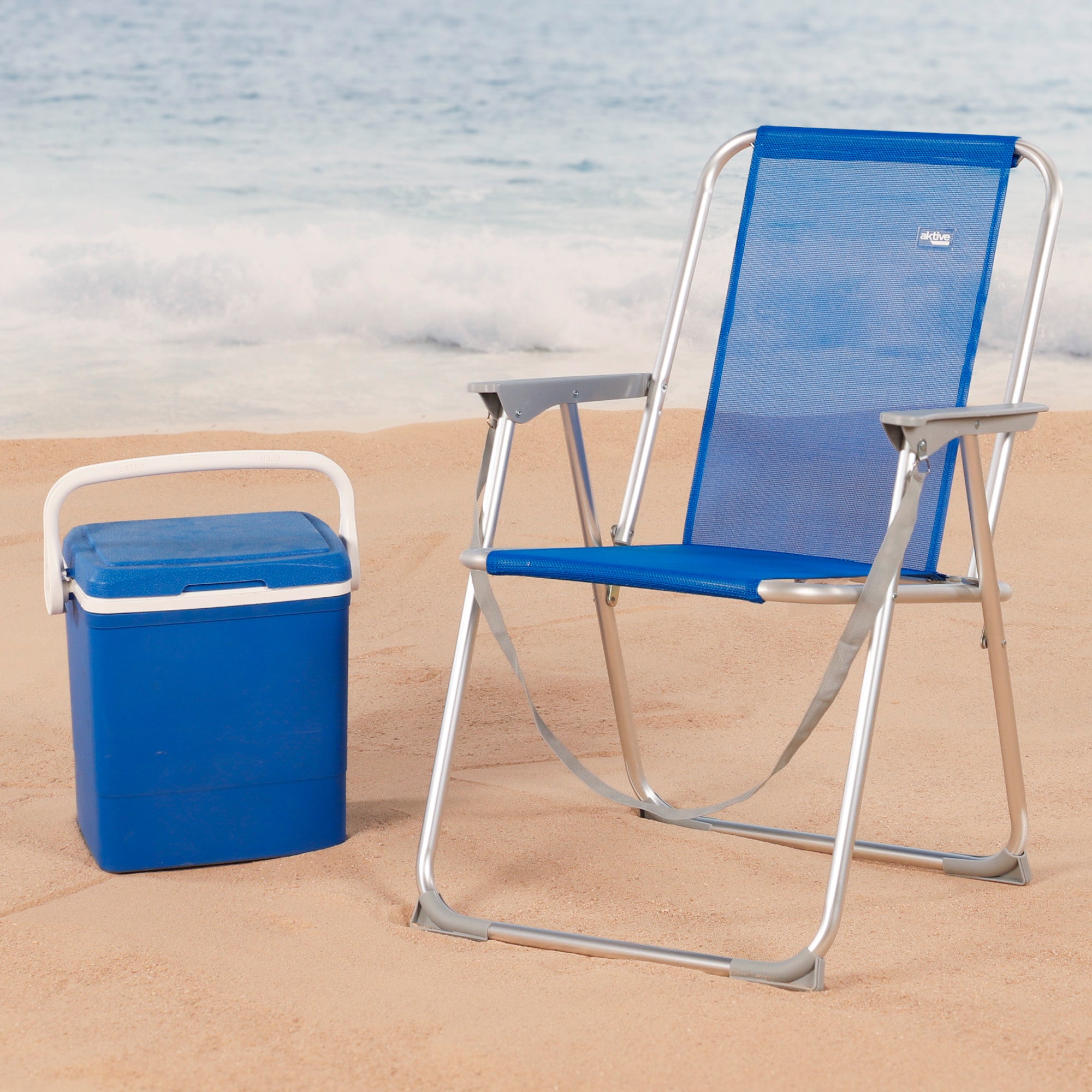 Aktive Cadeira de Praia Azul Dobrável