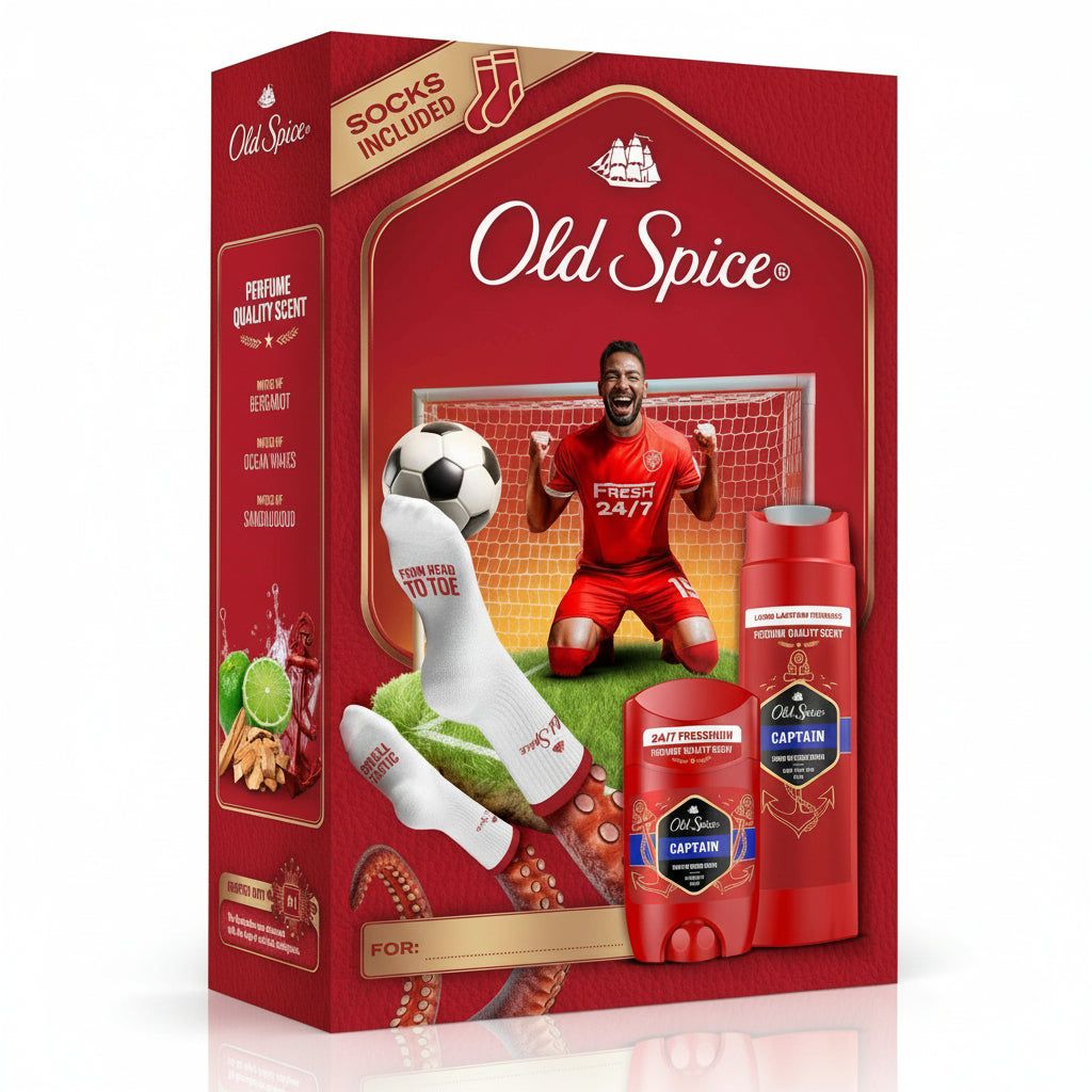 Old Spice Captain Conjunto com Deo Stick + Gel de Banho + Meias