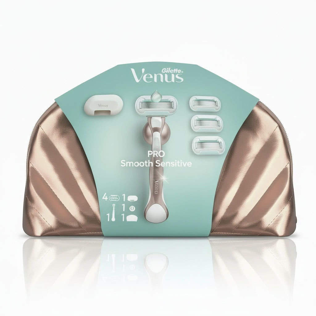 Gillette Venus Conjunto Pro Smooth Sensitive com Cabo + 4 Recargas + Suporte + Capa + Bolsa
