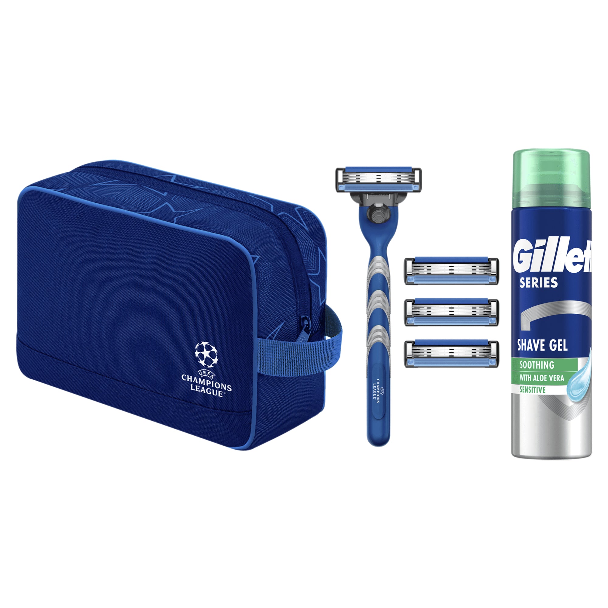 Gillette Conjunto Mach3 com Cabo + 4 Recargas + Gel Barbear + Bolsa