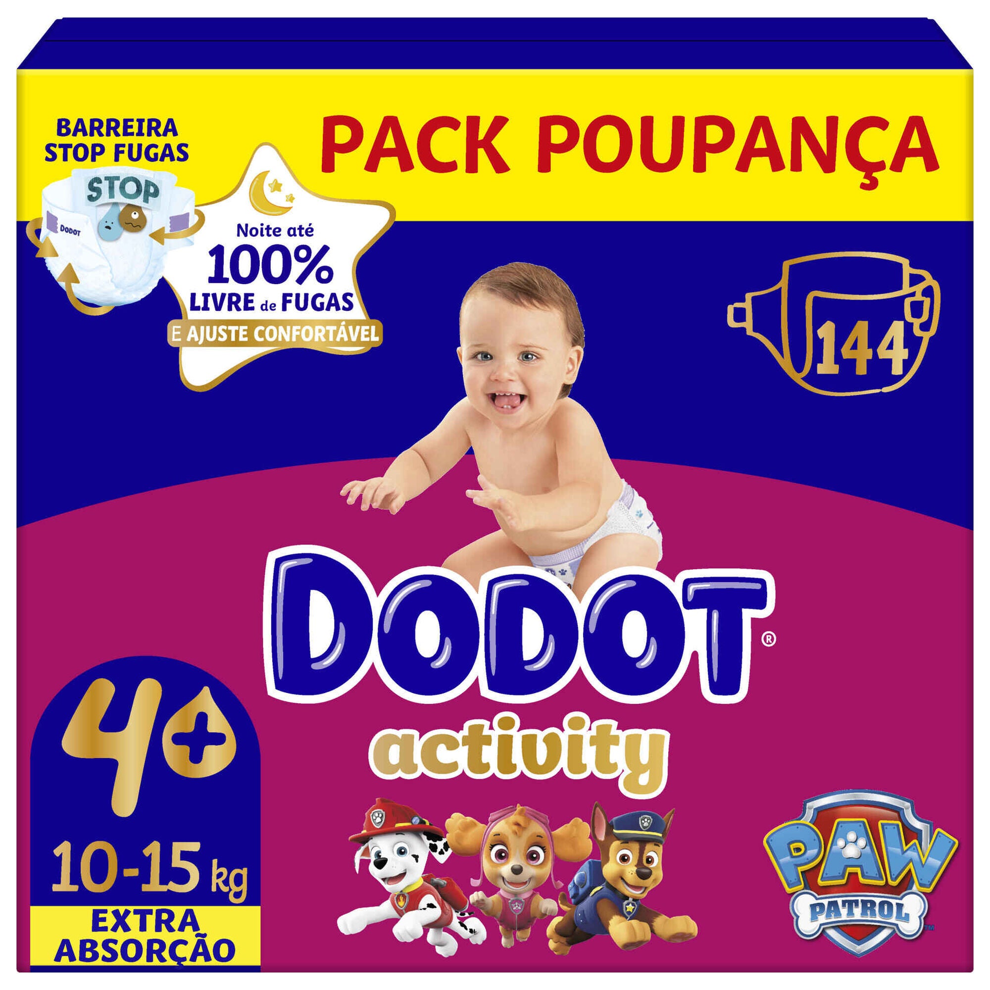 Dodot Activity Extra Fraldas T4 (10-15 kg) 144 un