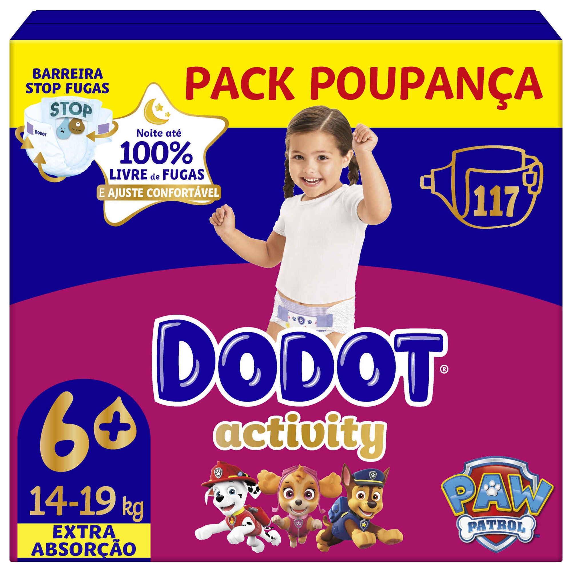 Dodot Activity Extra Fraldas T6 (14-19 kg) 117 un