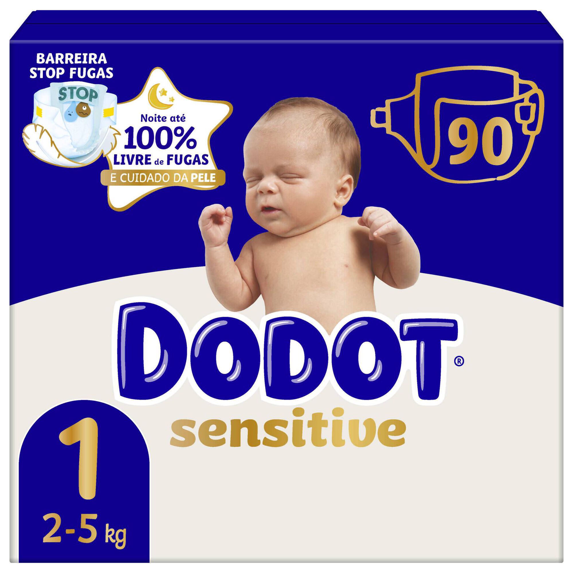 Dodot Sensitive Fraldas T1 (2-5 kg) 90 un