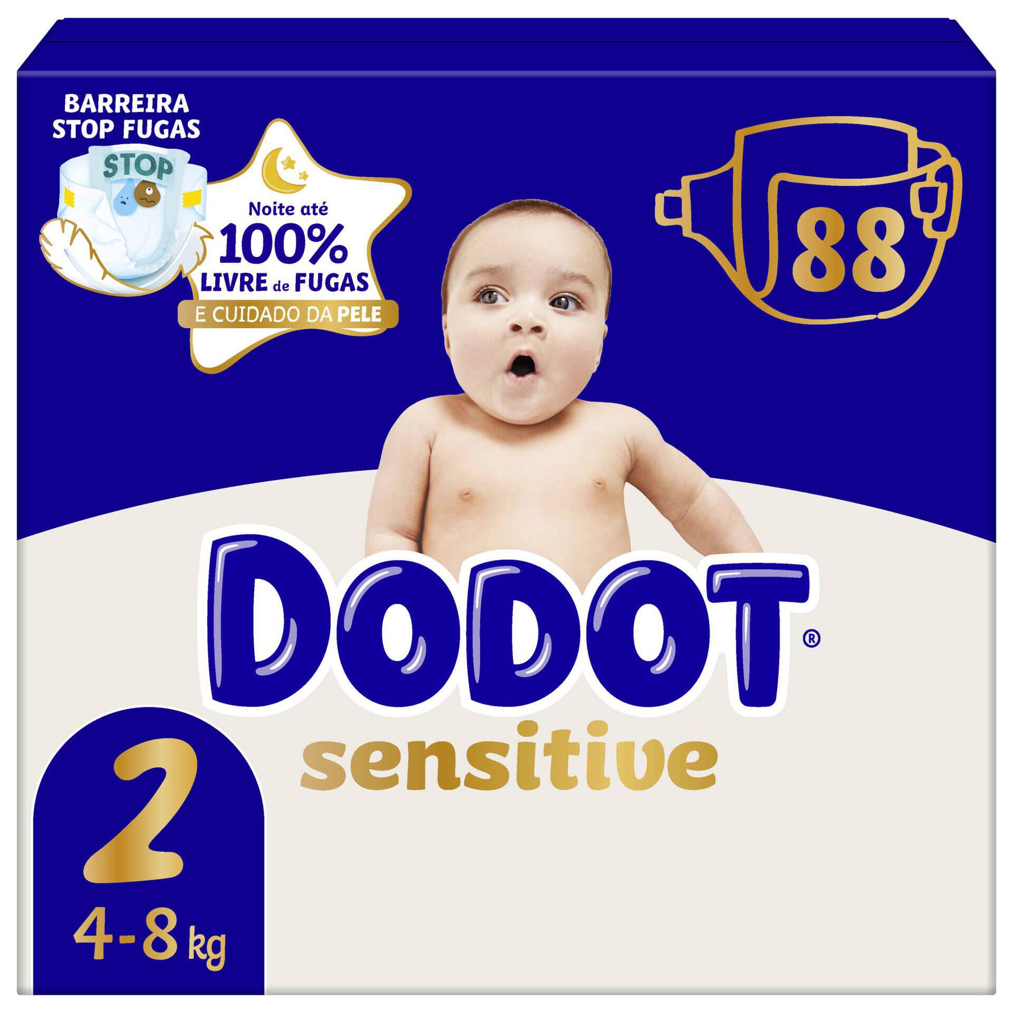 Dodot Sensitive Fraldas T2 (4-8 kg) 88 un