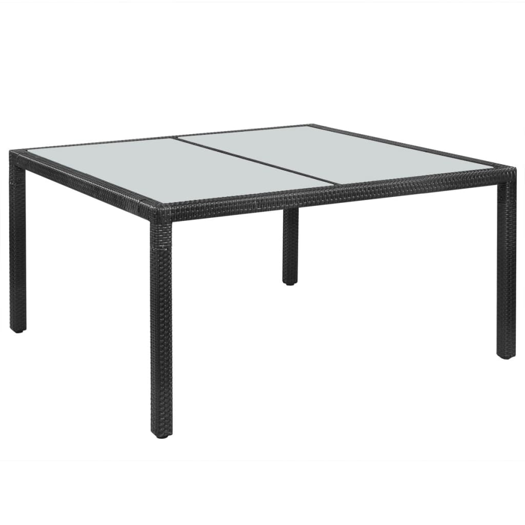 HKH Mesa de Jantar de Exterior em Vime 150x90x75 Cm - Preto