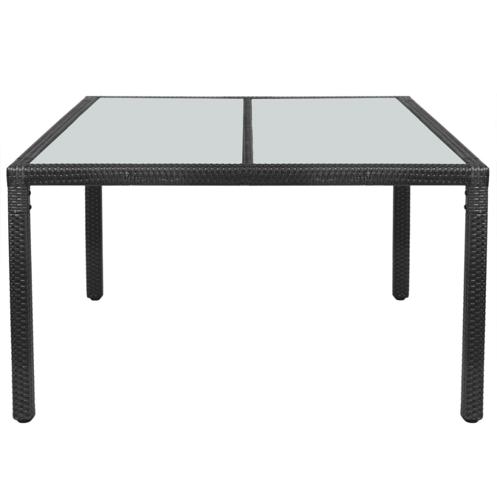 HKH Mesa de Jantar de Exterior em Vime 150x90x75 Cm - Preto