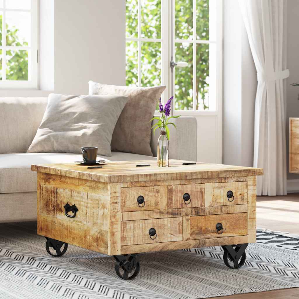 HKH Mesa de Centro em Madeira de Mangueira Áspera