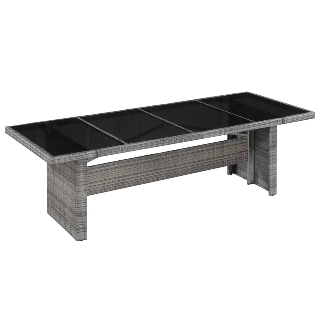 HKH Mesa de Jardim 240x90x74 Cm Vime Pe e Vidro - Cinzento