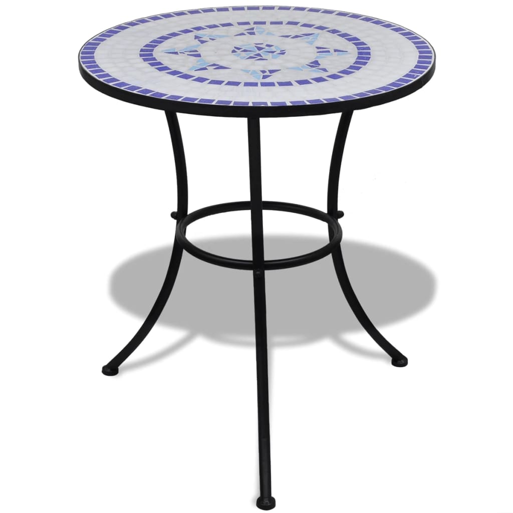 HKH Mesa de Bistrô 60 Cm Mosaico e Branco - Azul