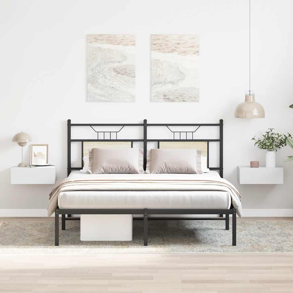 HKH Conjunto de 2 Mesas de Cabeceira de Parede em Derivados de Madeira - Branco