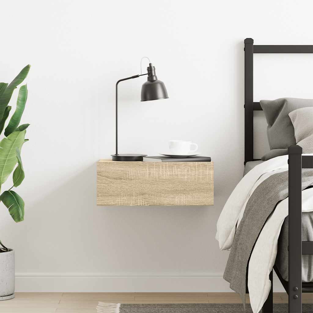 HKH Mesa Cabeceira Suspensa em Derivados de Madeira Sonoma em Carvalho