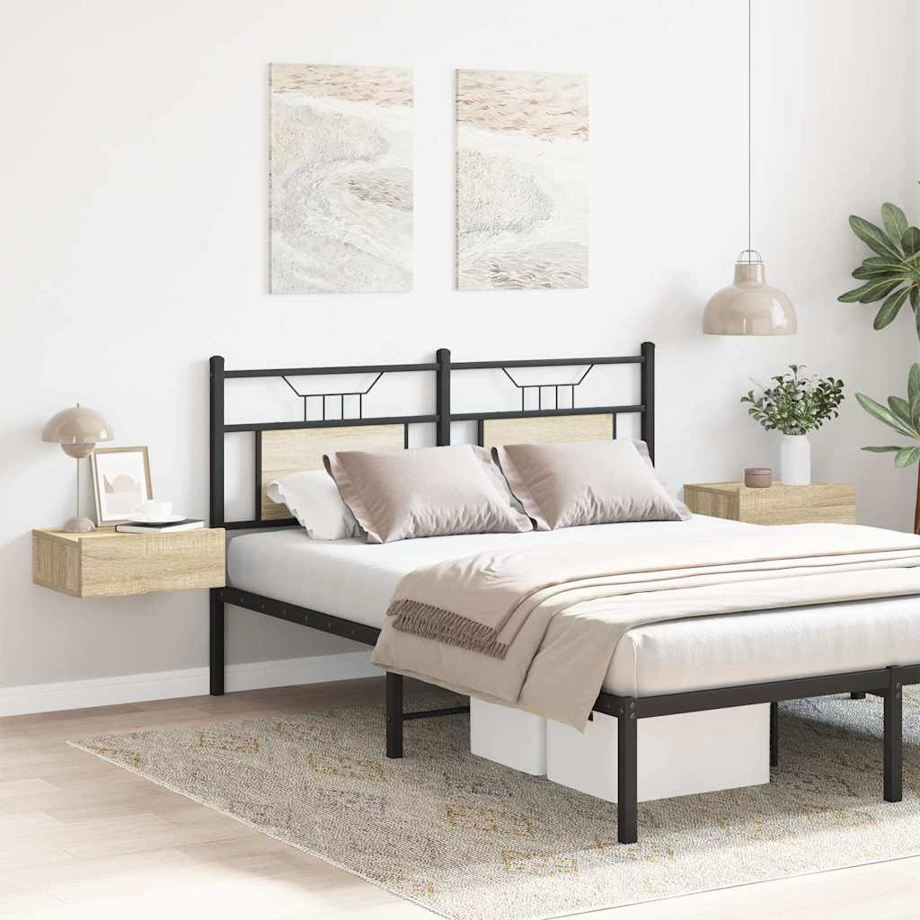 HKH Conjunto de 2 Mesas de Cabeceira de Parede em Derivados de Madeira Sonoma em Carvalho