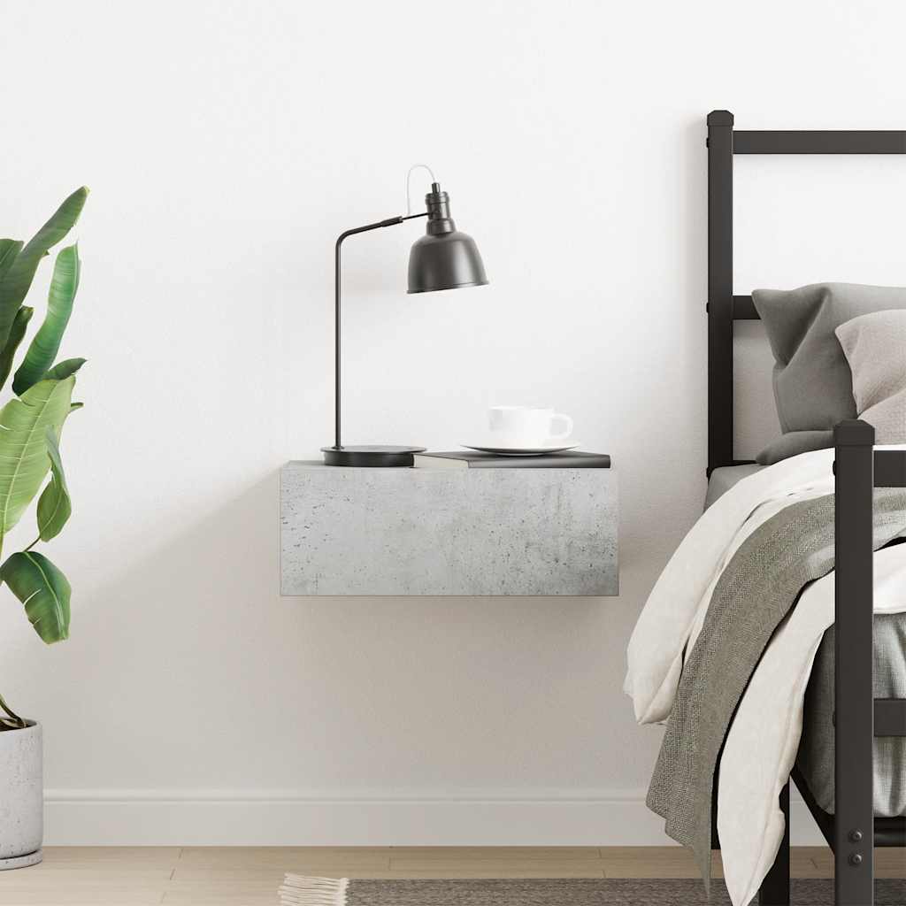 HKH Mesa Cabeceira Suspensa em Derivados de Madeira - Cinza Cimento