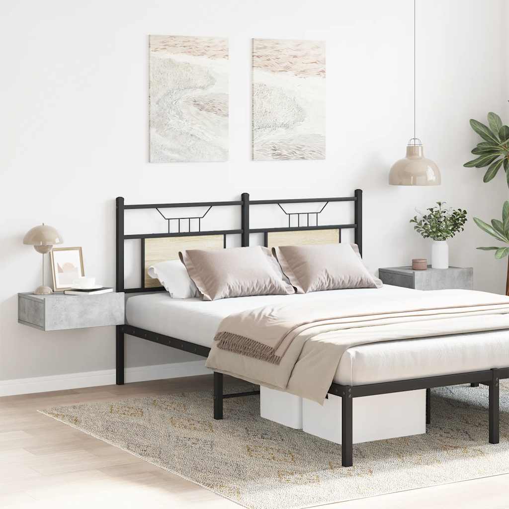 HKH Conjunto de 2 Mesas de Cabeceira de Parede em Derivados de Madeira - Cinza Cimento