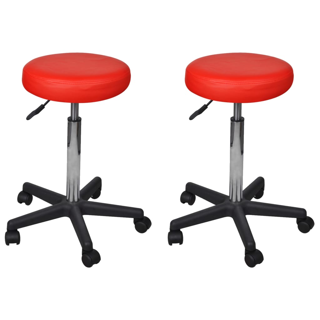 HKH Bancos de Escritório 2 pcs 35,5x84 cm em Couro Artificial - Vermelho