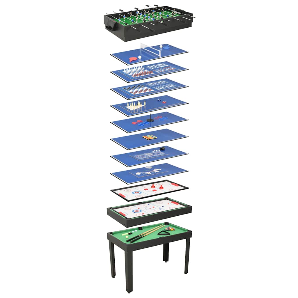 HKH Mesa de Jogos 15 em 1 121x61x82 cm - Preto