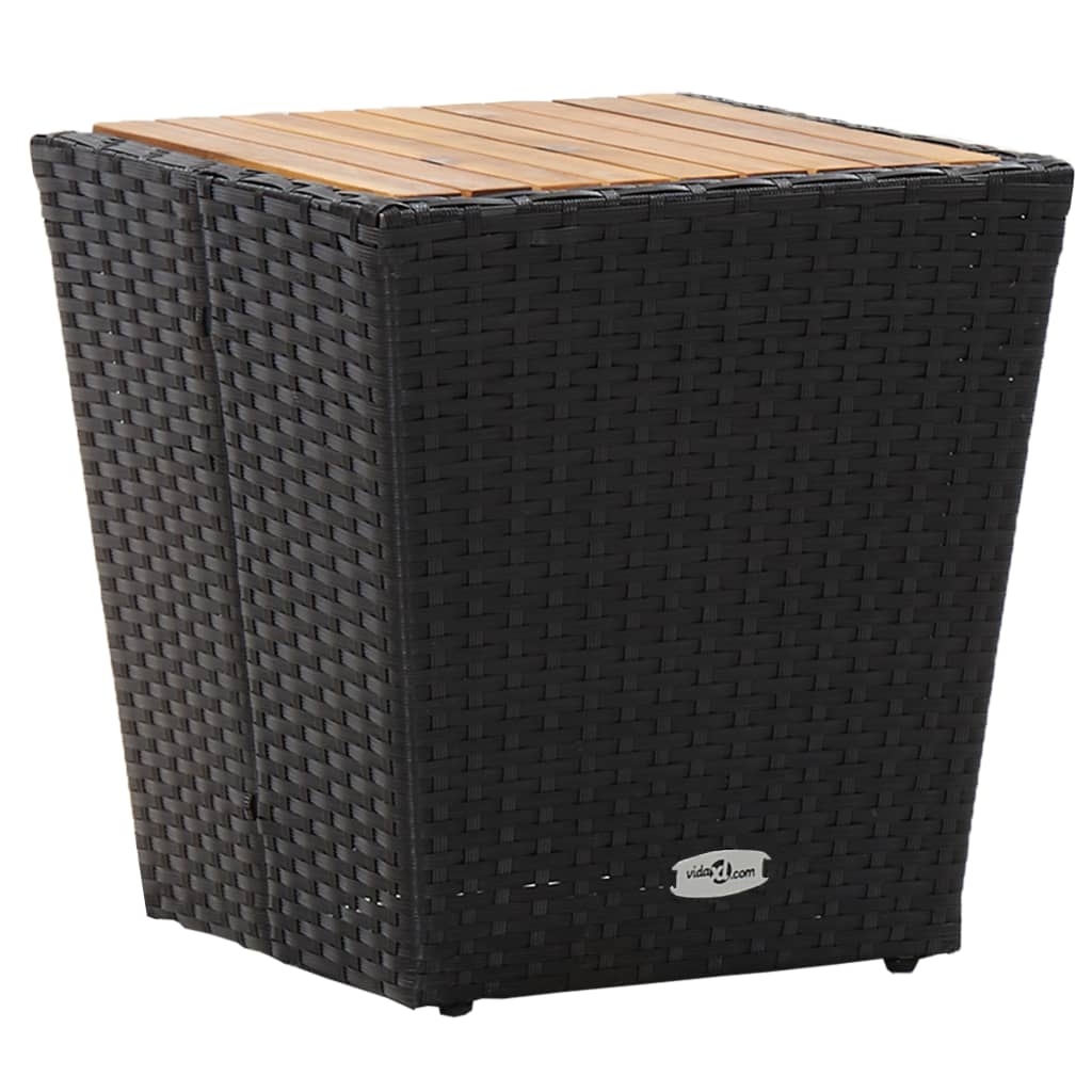 HKH Mesa de Chá 41,5x41,5x43 Cm Vime Pe e Acácia Maciça - Preto