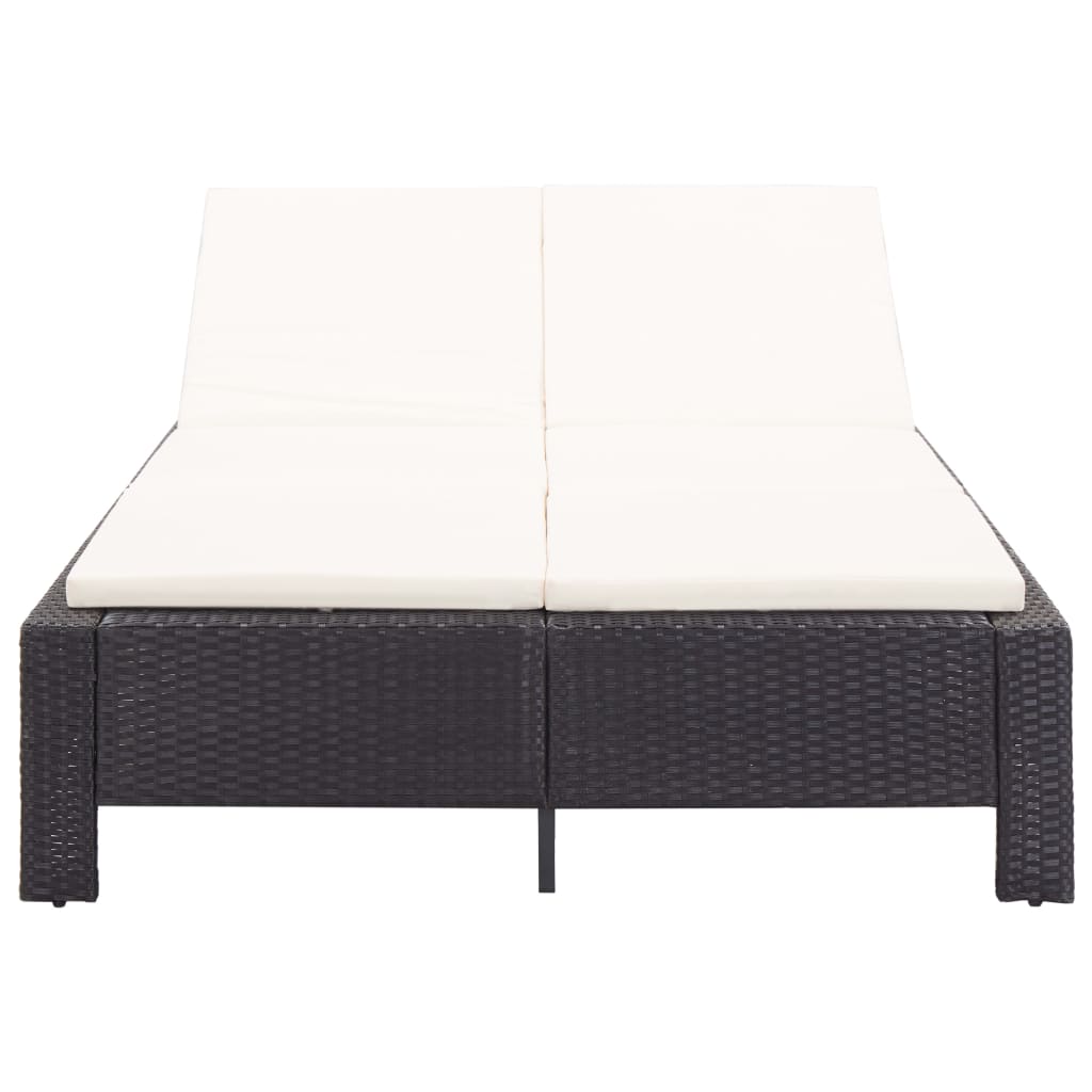 HKH Espreguiçadeira Para 2 Pessoas Com Almofadão Vime Pe - Preto