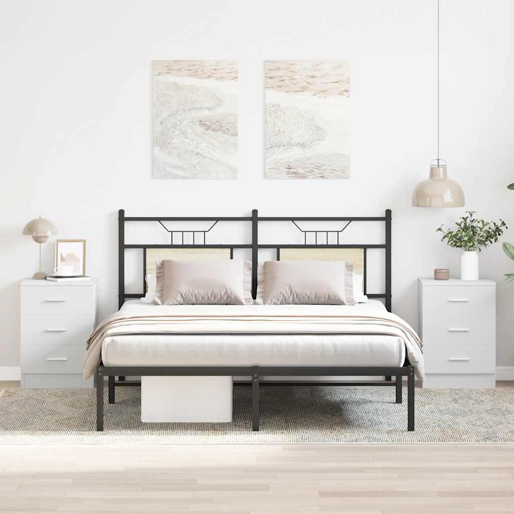 HKH Conjunto de 2 Mesas de Cabeceira em Derivados de Madeira - Branco