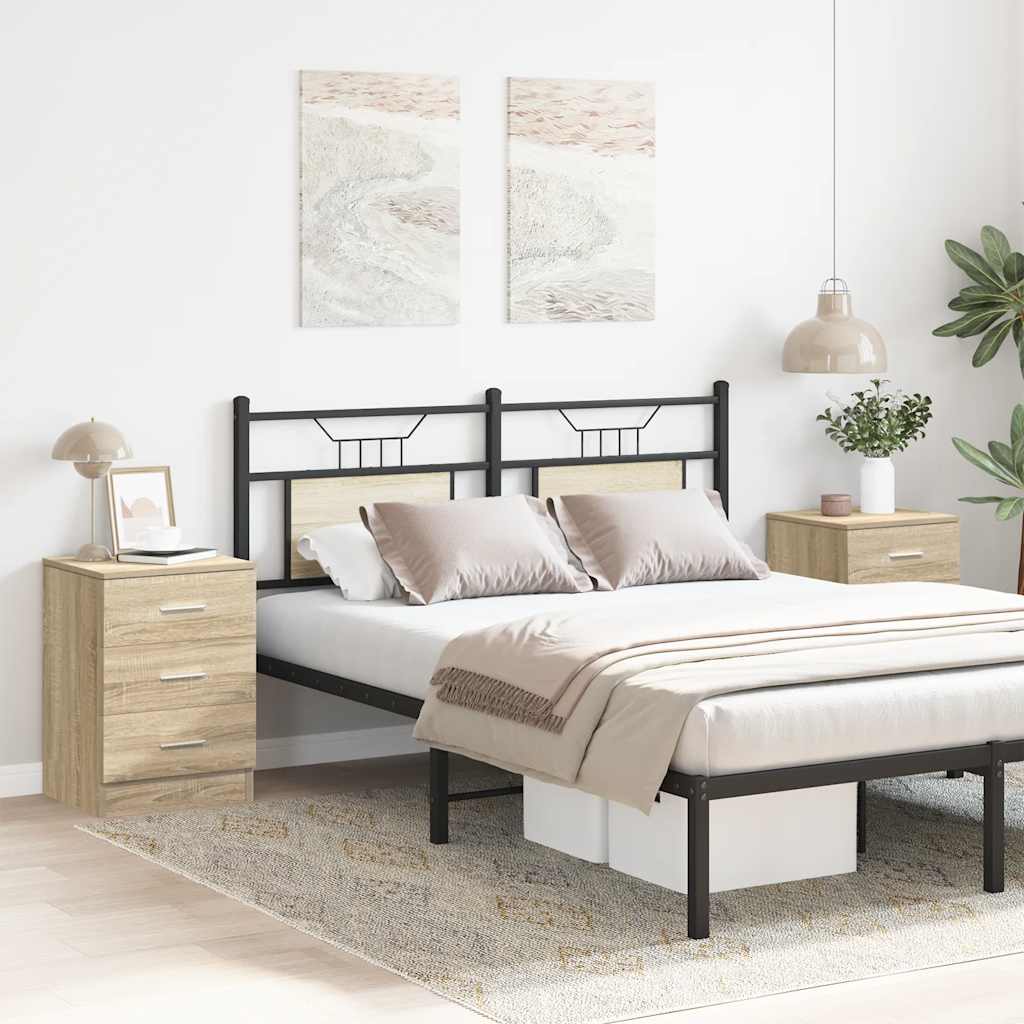 HKH Conjunto de 2 Mesas de Cabeceira em Derivados de Madeira Sonoma em Carvalho