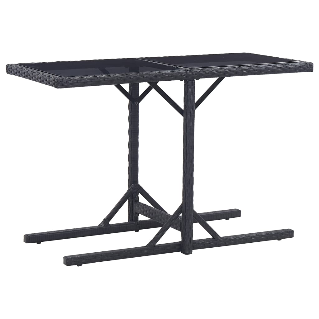 HKH Mesa de Jardim 110x53x72 Cm Vidro e Vime Pe - Preto