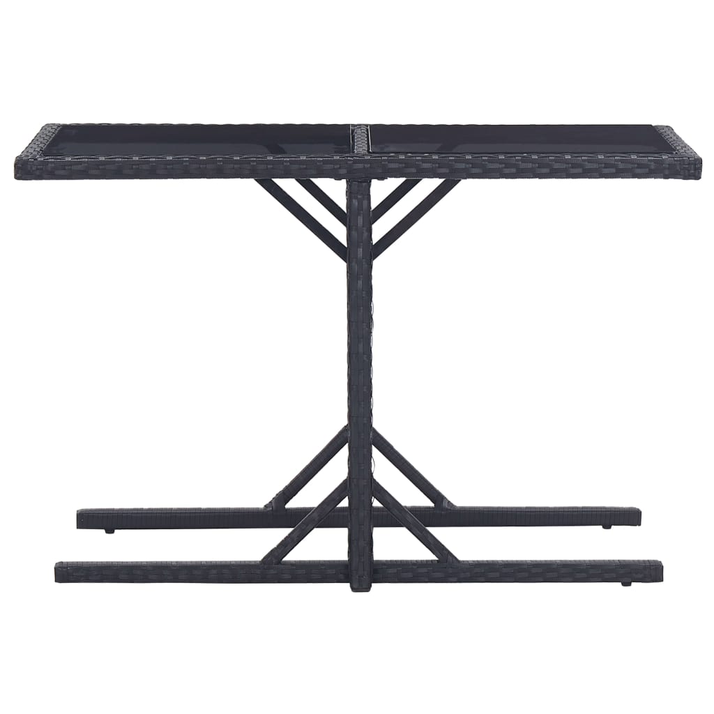 HKH Mesa de Jardim 110x53x72 Cm Vidro e Vime Pe - Preto