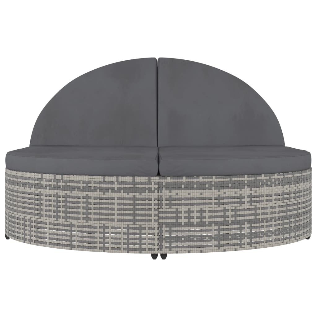 HKH Espreguiçadeira Com Almofadões Para 2 Pessoas Vime Pe Cinzento - Cinzeto