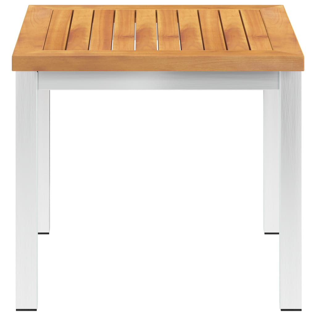 HKH Mesa de Apoio Jardim 45x45x38 Cm Acácia Maciça/aço Inoxidável - Marrom