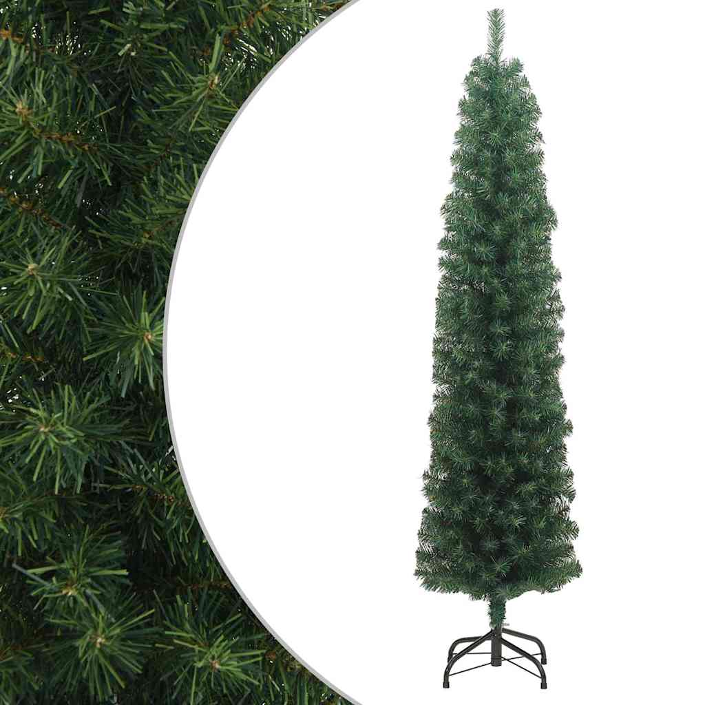 HKH Árvore de Natal Artificial Fina com Suporte Verde em PVC