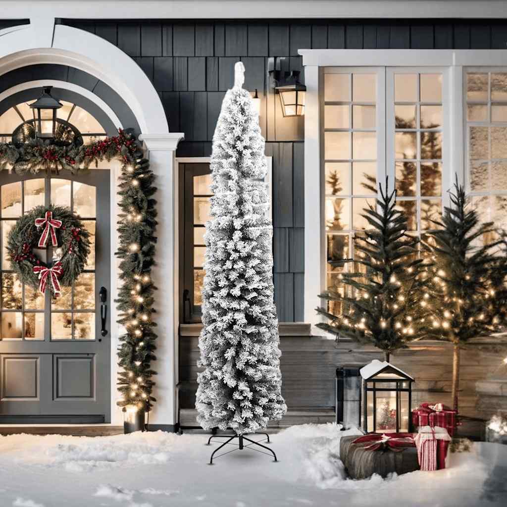 HKH Árvore de Natal Artificial Fina com Neve Verde em PVC